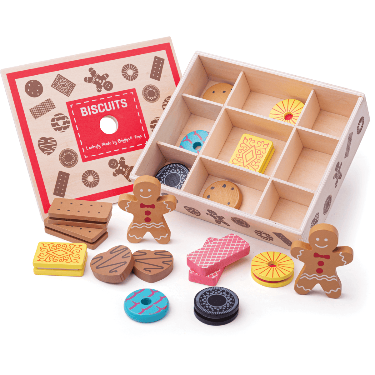 Bigjigs Toys Wooden Biscuit Box Play Food