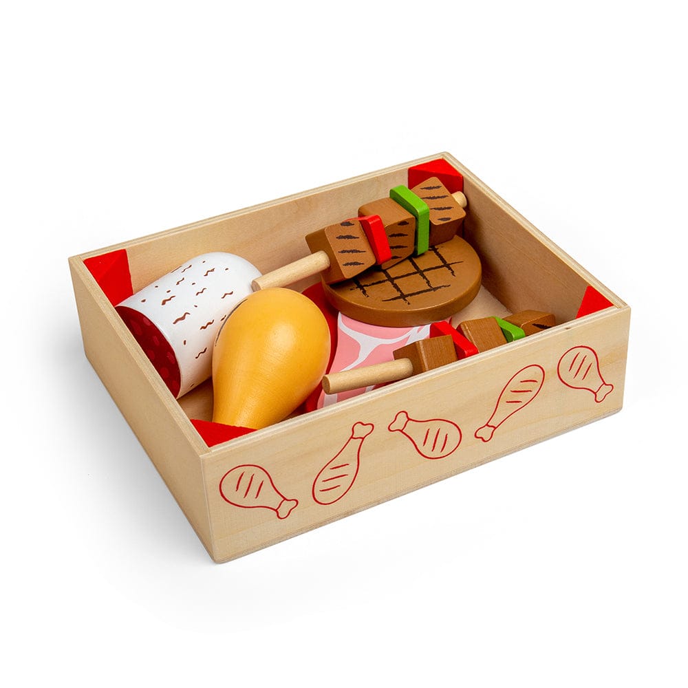 Bigjigs Toys Wooden Meat Crate Play Food