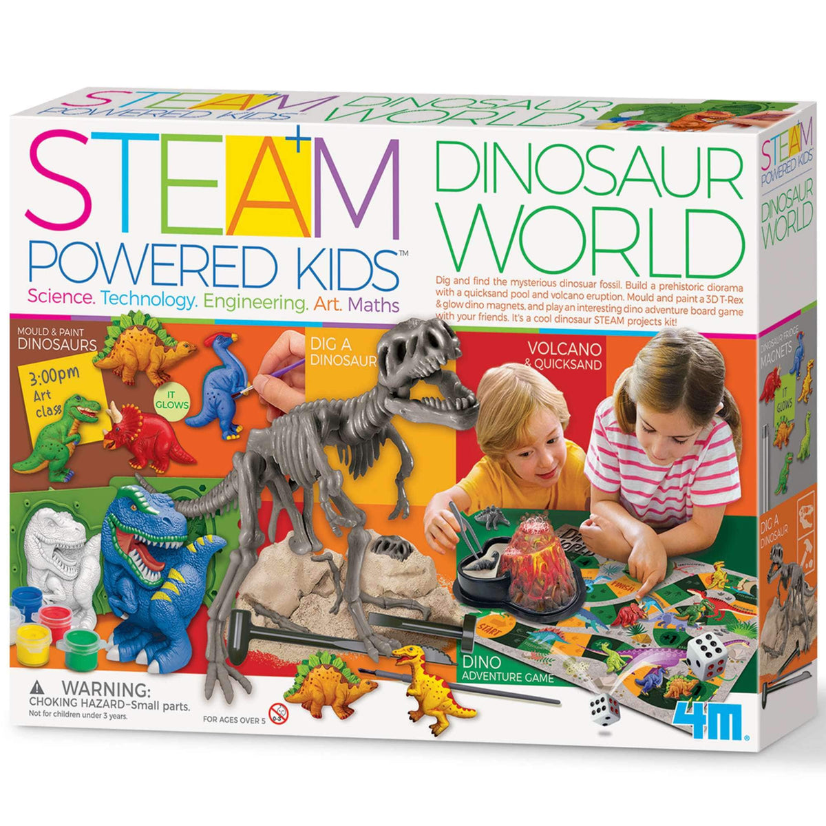 STEAM Dinosaur World dig and create kit with T-Rex skeleton