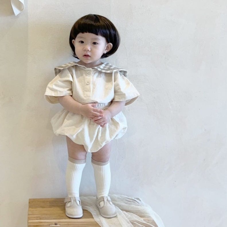 Black Bean Baby Bloomer Set Sailor Collar Baby Bloomer Set (Beige)