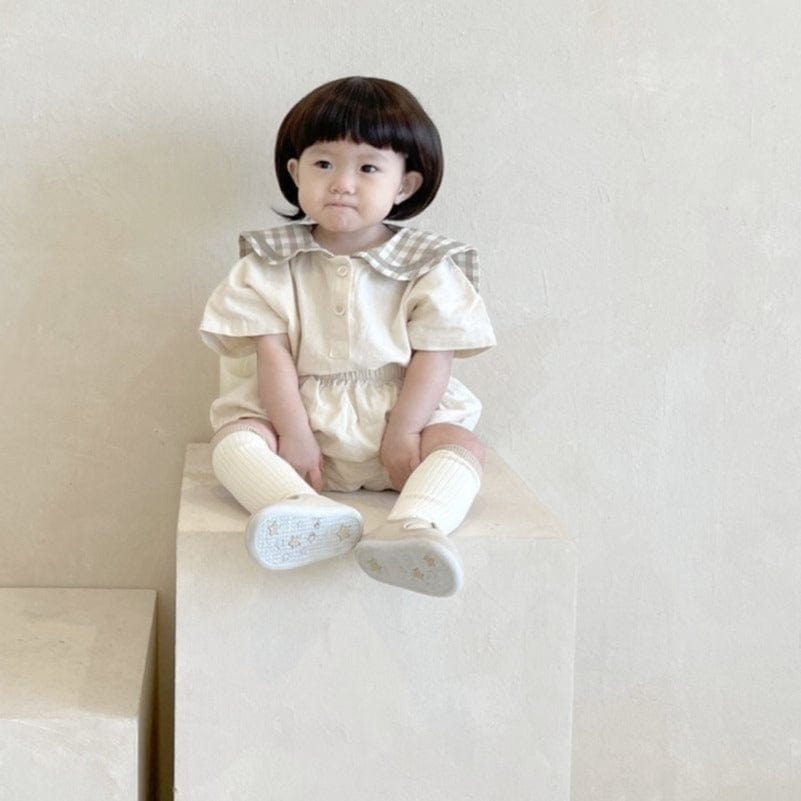 Black Bean Baby Bloomer Set Sailor Collar Baby Bloomer Set (Beige)