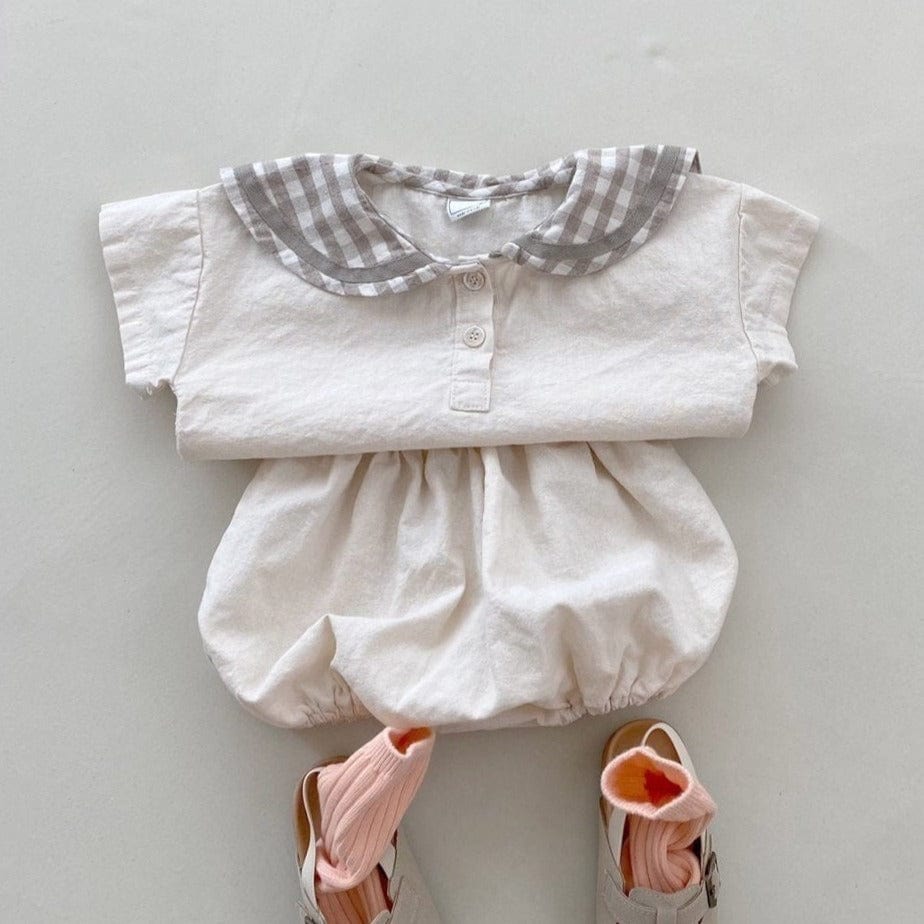 Black Bean Baby Bloomer Set Sailor Collar Baby Bloomer Set (Beige)