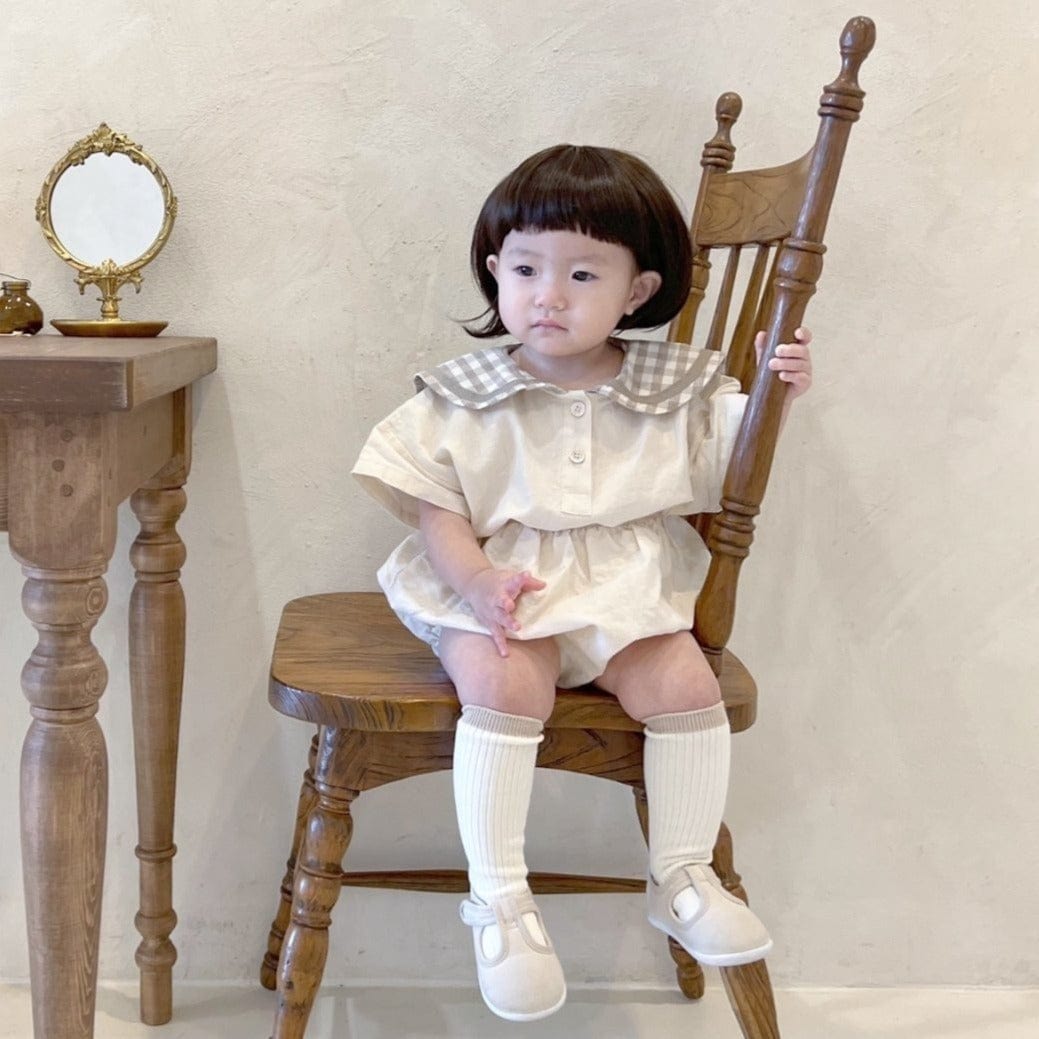 Black Bean Baby Bloomer Set Sailor Collar Baby Bloomer Set (Beige)