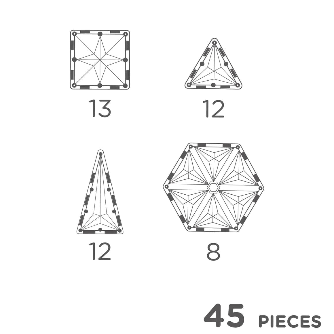Cleverclixx Magnetic Tiles Cleverclixx Geo Pack - Pastel 45 pieces