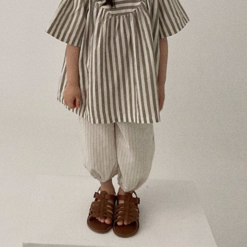 Digreen Trousers Unisex Pin Stripe Summer Trousers (Beige Stripe)