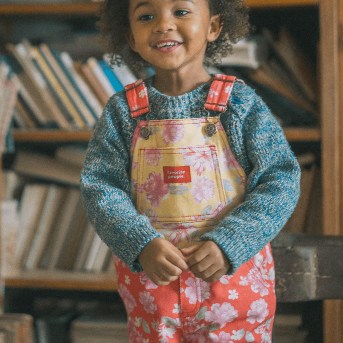 Favorite People Dungarees Kids 'Cuquedo' Dungarees (Red & Yellow Floral)