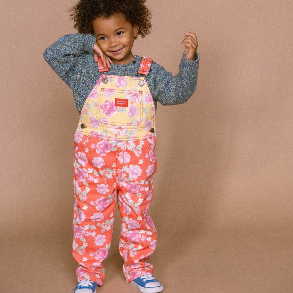 Favorite People Dungarees Kids 'Cuquedo' Dungarees (Red & Yellow Floral)