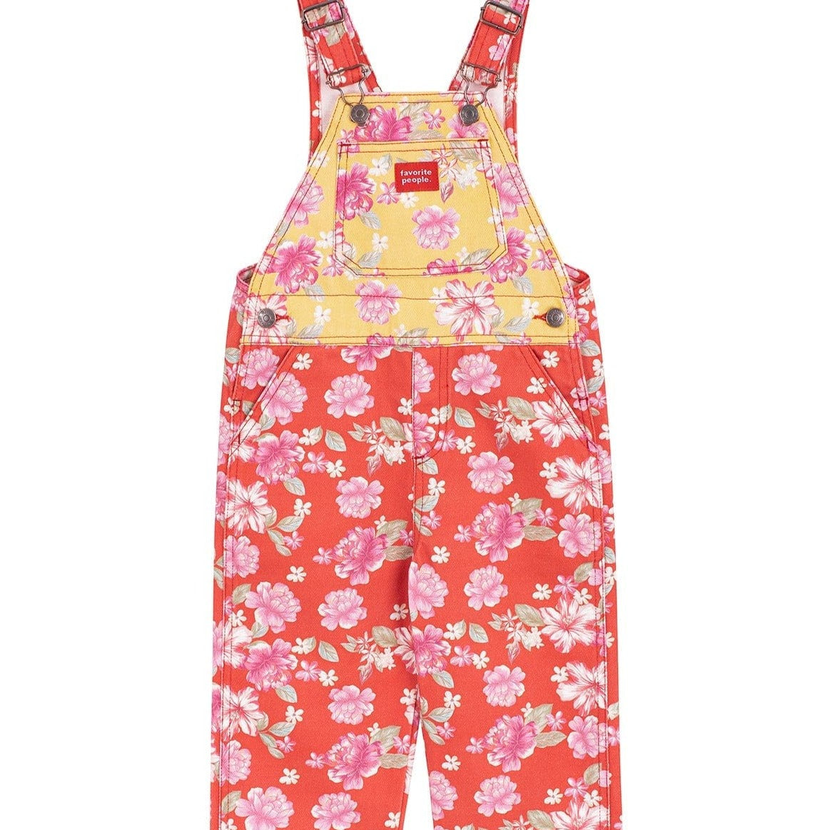 Favorite People Dungarees Kids 'Cuquedo' Dungarees (Red & Yellow Floral)