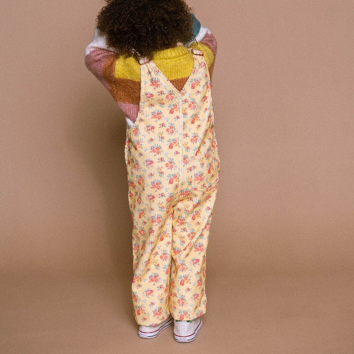 Favorite People Dungarees Kids 'Heart and The Bottle' Corduroy Dungarees (Yellow Floral)