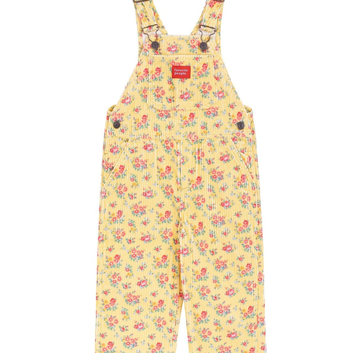 Favorite People Dungarees Kids 'Heart and The Bottle' Corduroy Dungarees (Yellow Floral)