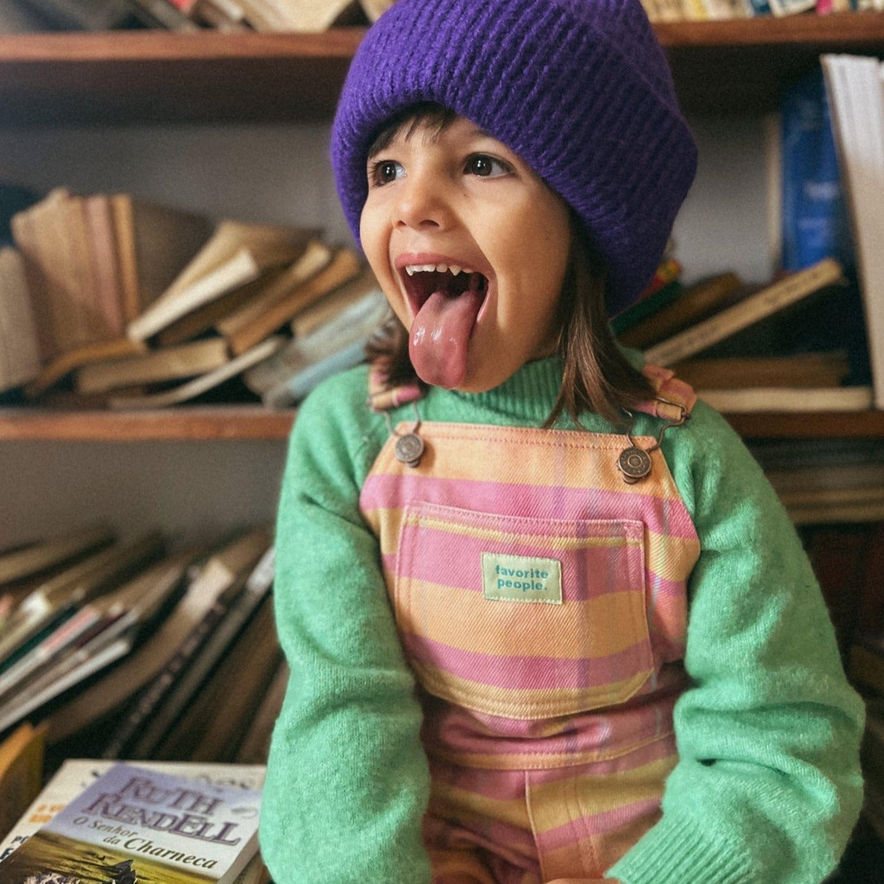 Favorite People Dungarees Kids 'Madeline' Dungarees (Pink & Orange Check)