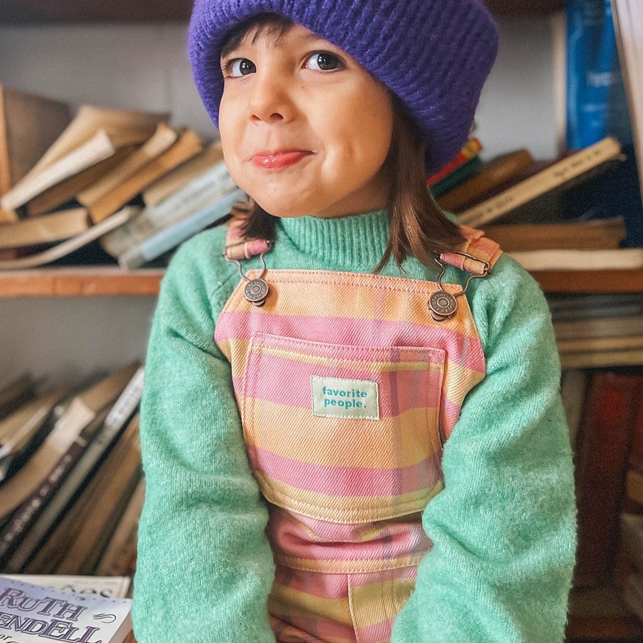 Favorite People Dungarees Kids 'Madeline' Dungarees (Pink & Orange Check)