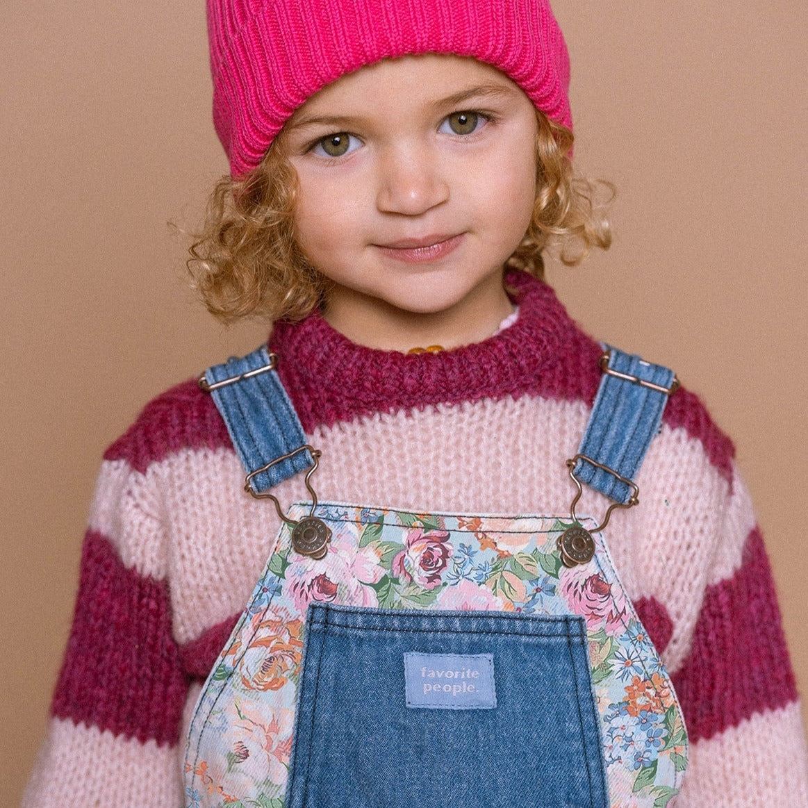 Favorite People Dungarees Kids 'Matilda' Denim / Floral Dungarees
