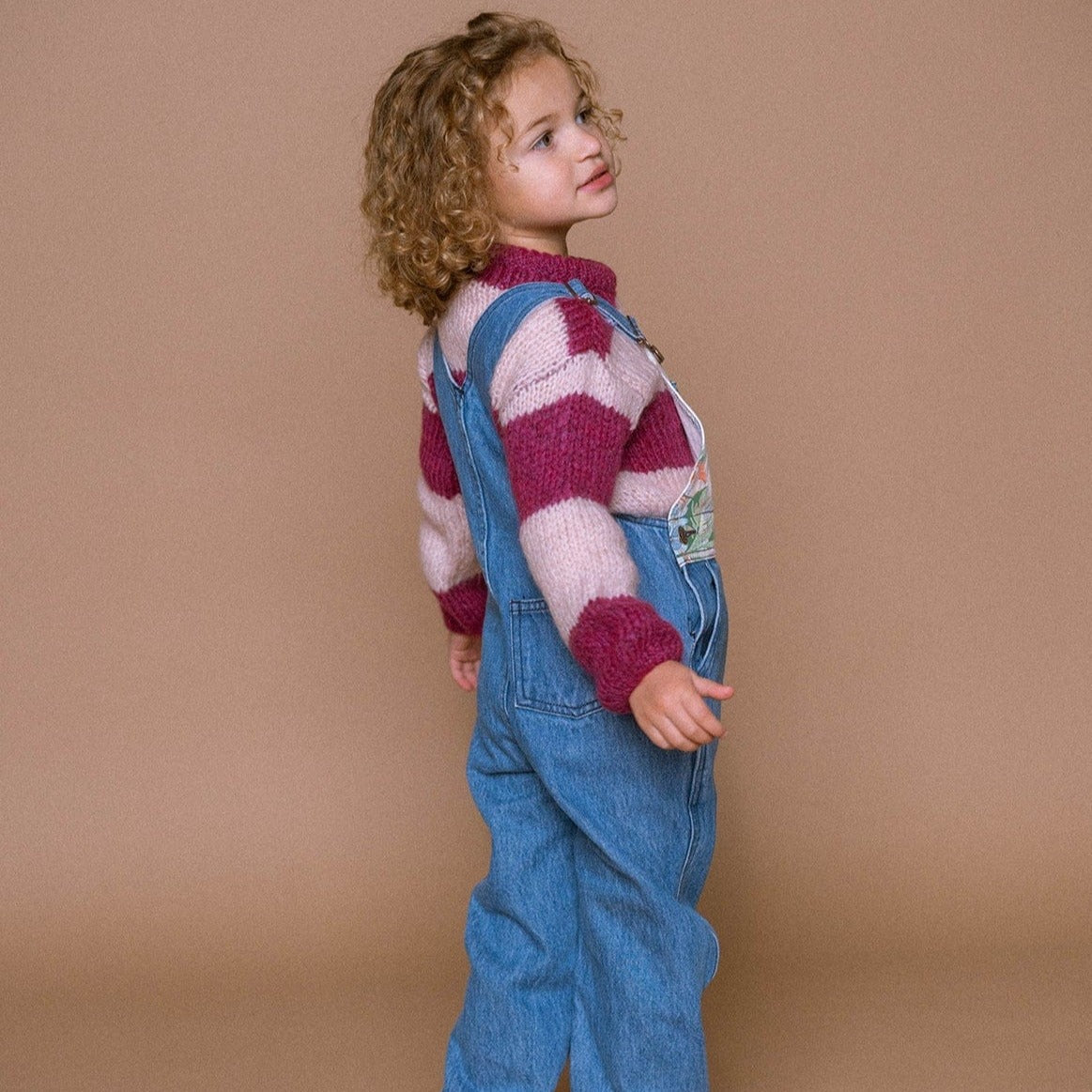 Favorite People Dungarees Kids 'Matilda' Denim / Floral Dungarees