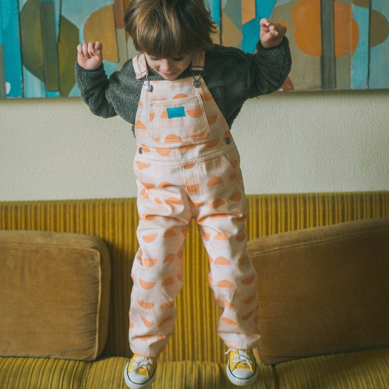 Favorite People Dungarees Kids 'Wonder' Dungarees (Orange/Cream)