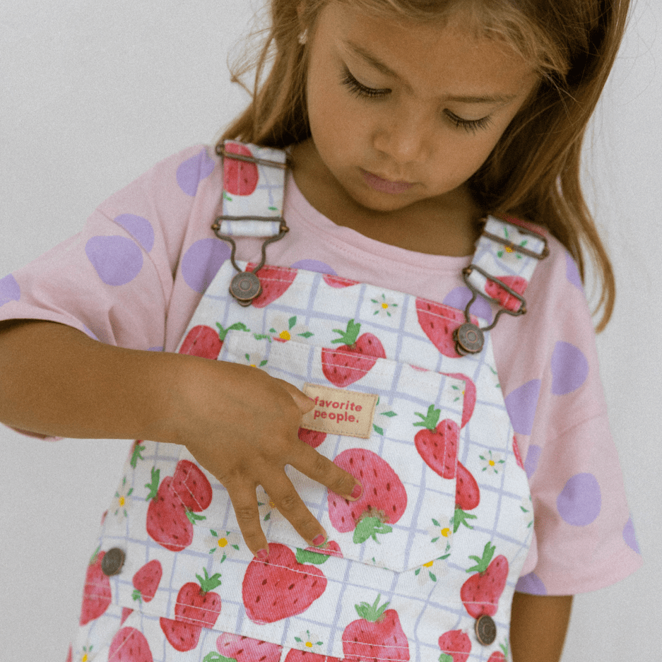 Favorite People Overalls Strawmelon Strawberry Print Overalls