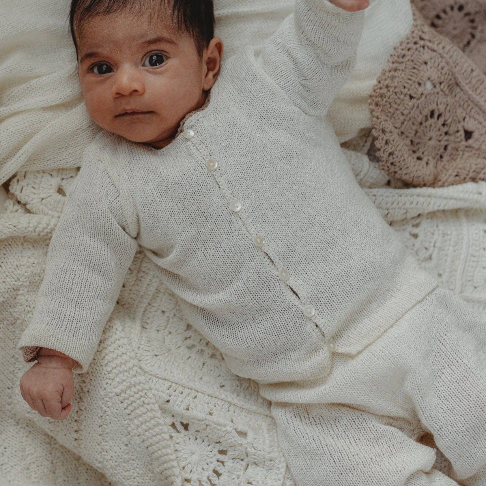 Gooseberry Fool Sweater Lightweight Organic Cotton Knit Cardigan (Sand)