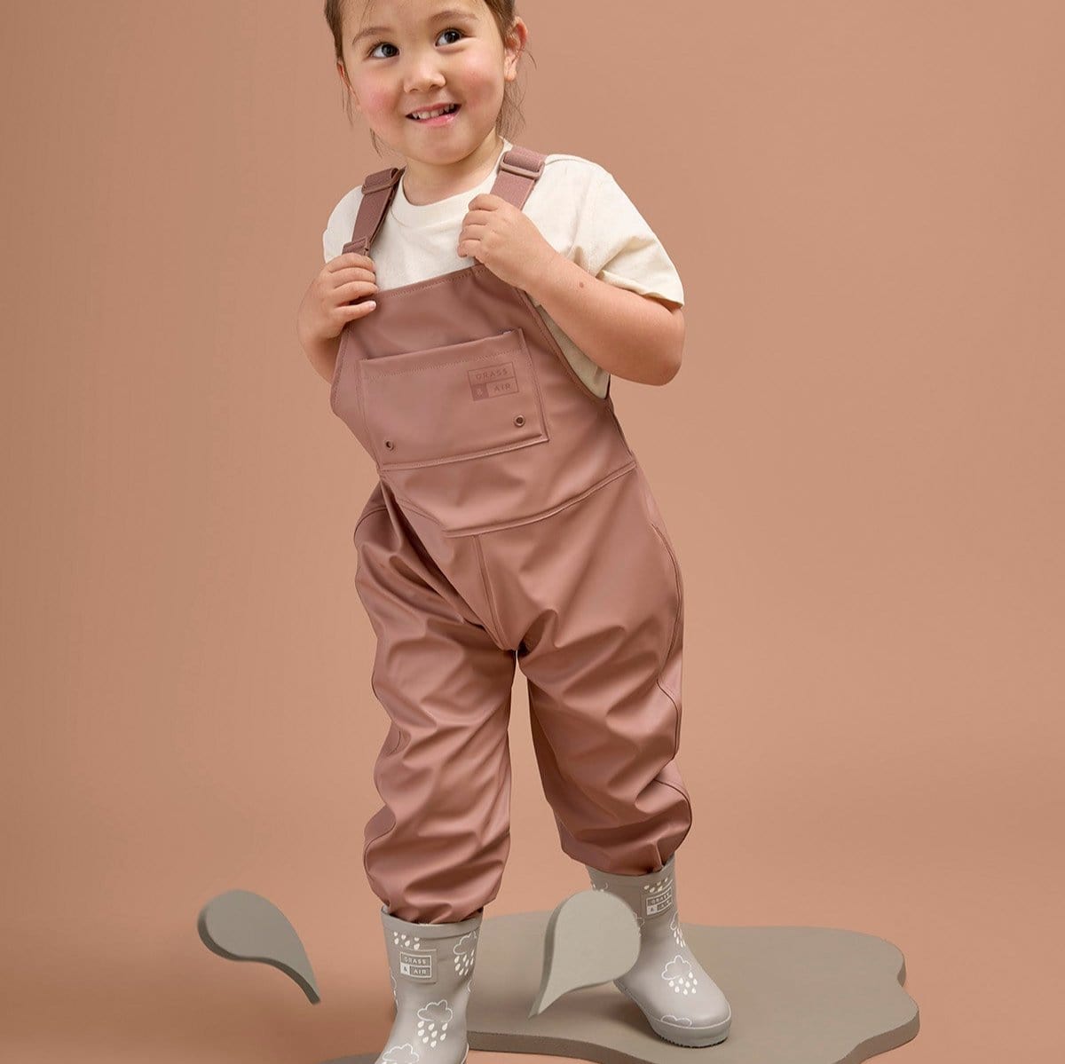 Grass & Air Rain Dungarees Grass & Air Kids Waterproof Rain Dungarees (Rose)