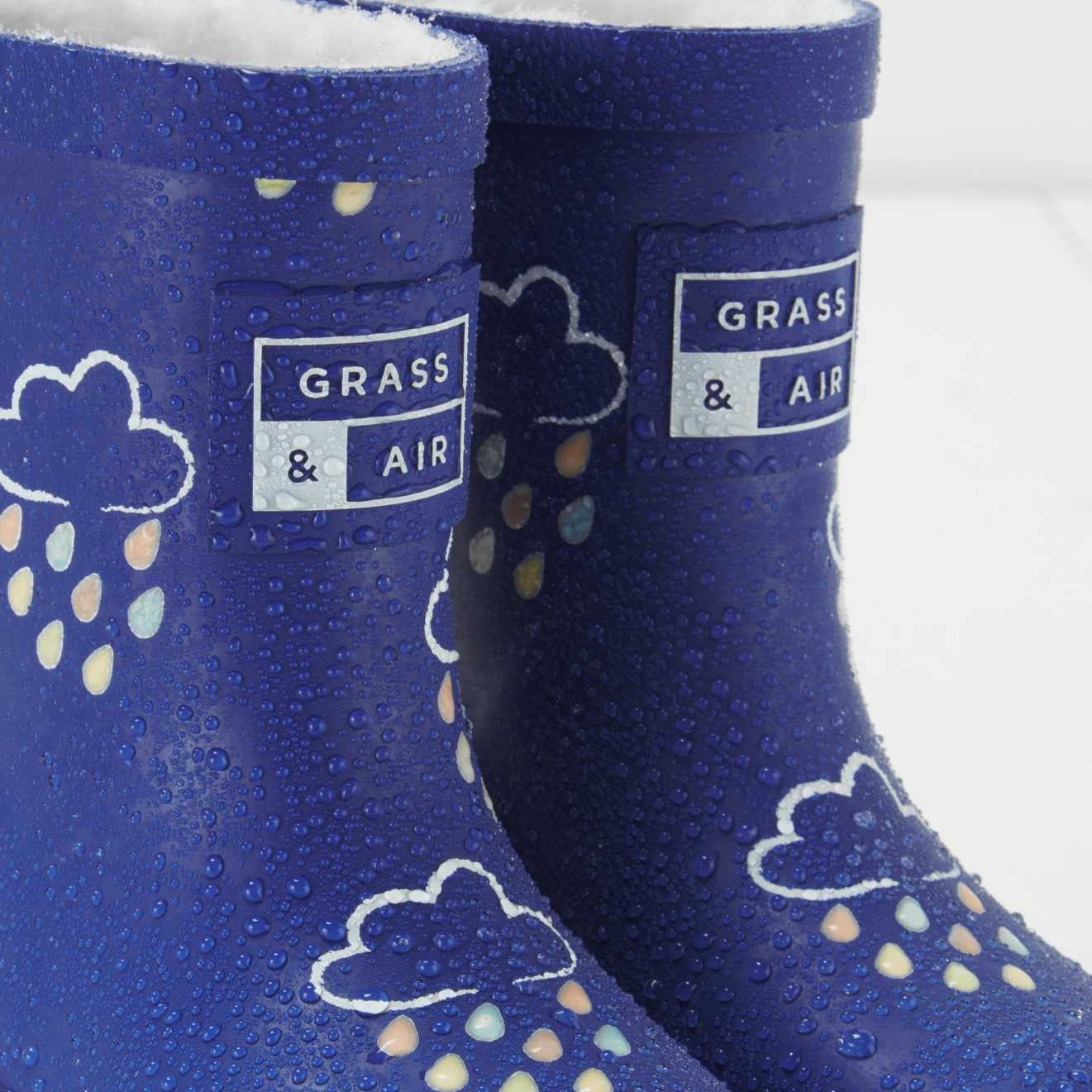 Grass & Air Wellie Boots Kids Colour Changing Wellies (Inky Blue)