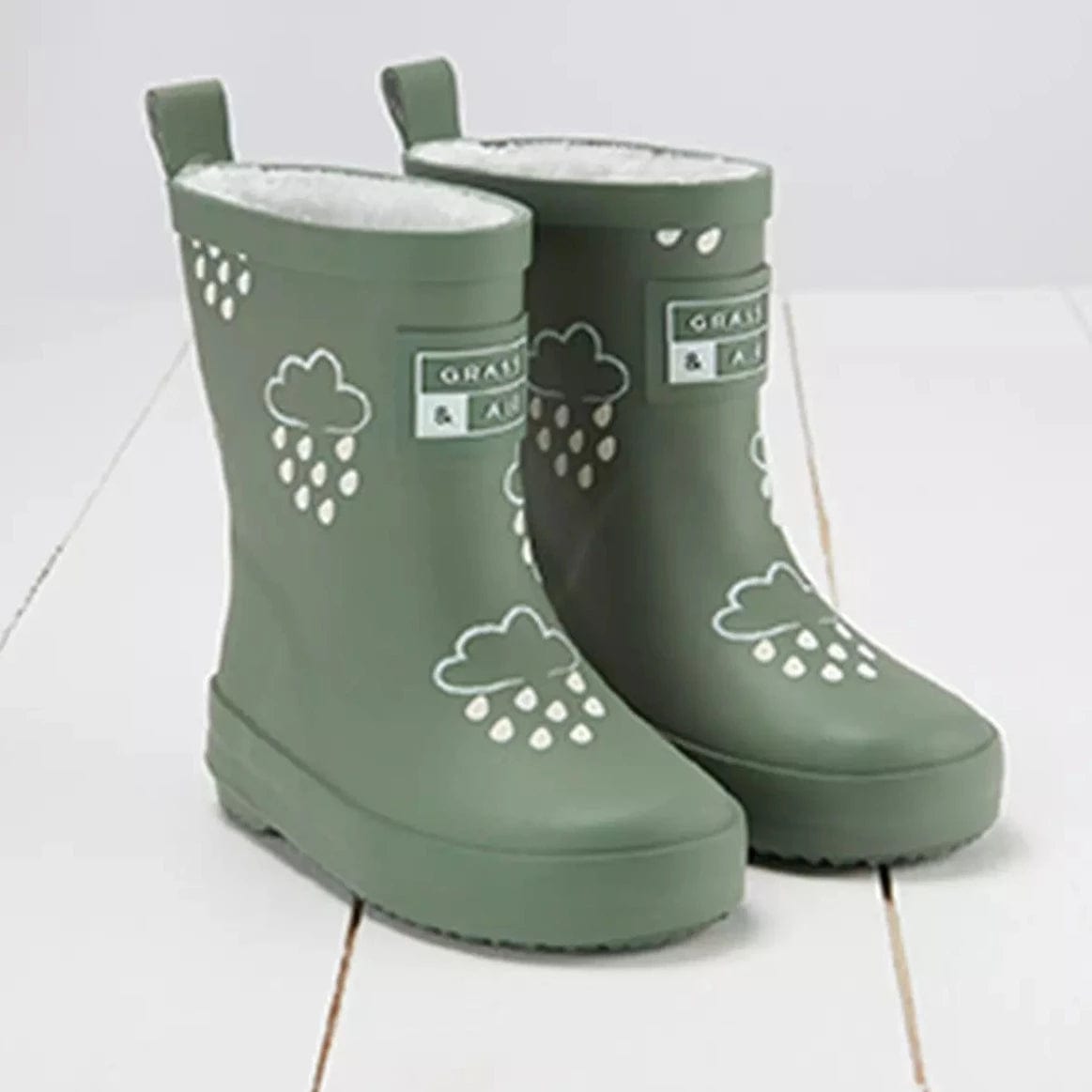 Grass & Air Wellie Boots Kids Khaki Green Colour Changing Wellies