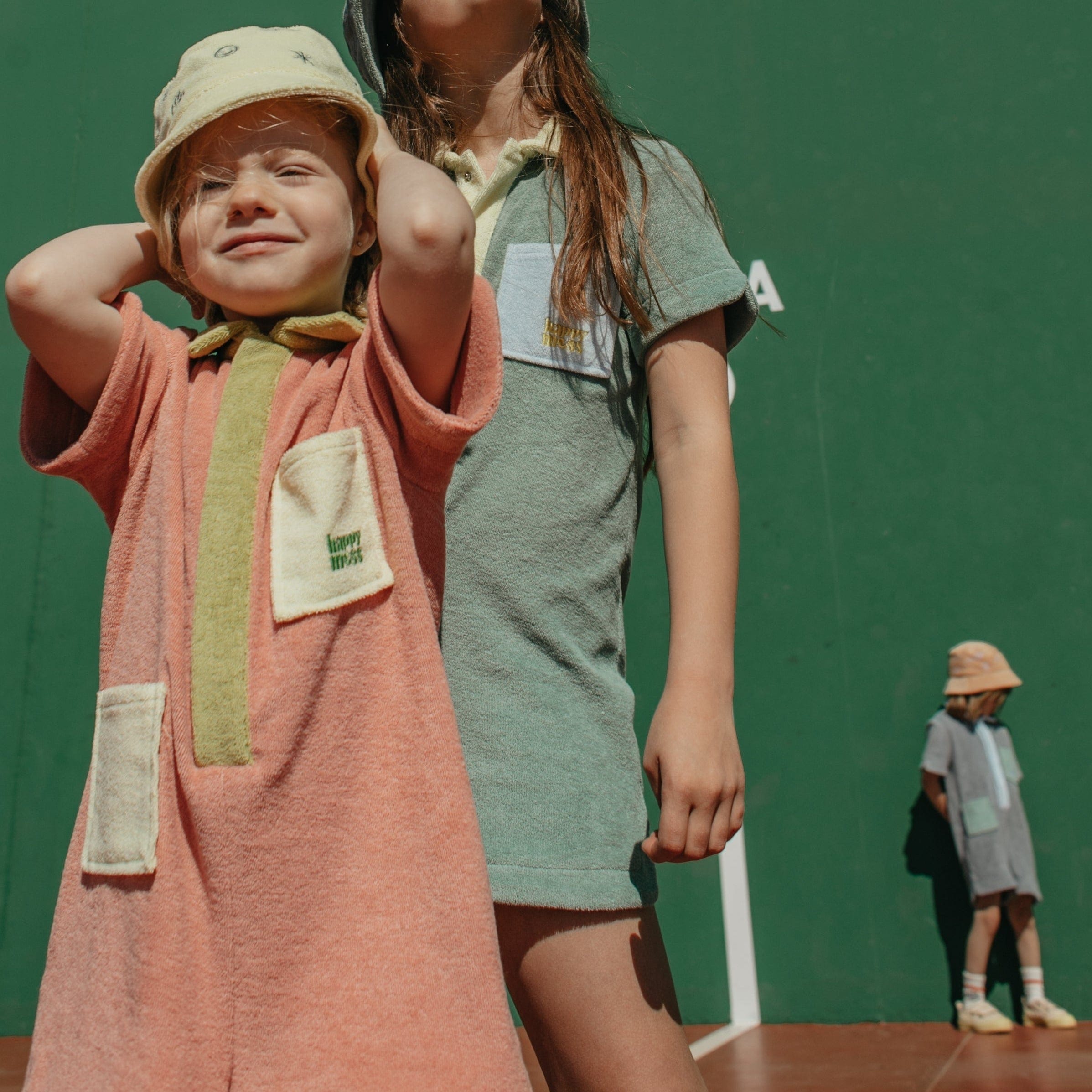 Happymess Kids Jumpsuit Short Terry Jumpsuit (Peach)