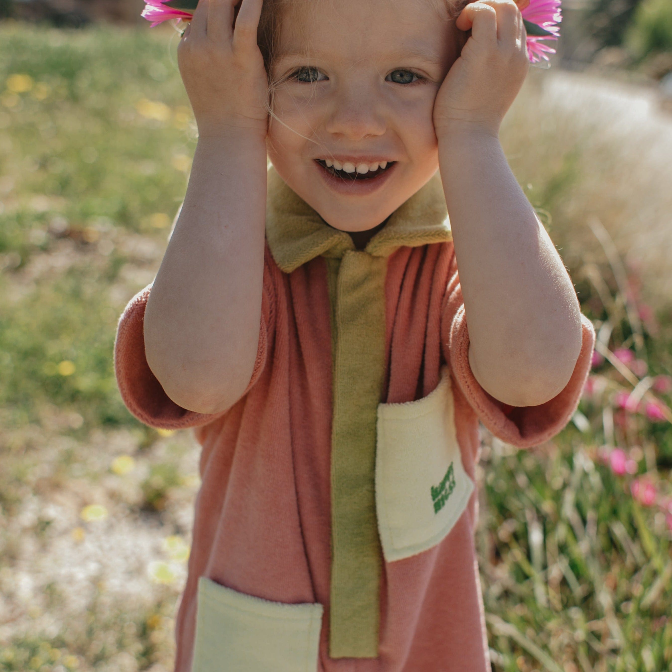Happymess Kids Jumpsuit Short Terry Jumpsuit (Peach)