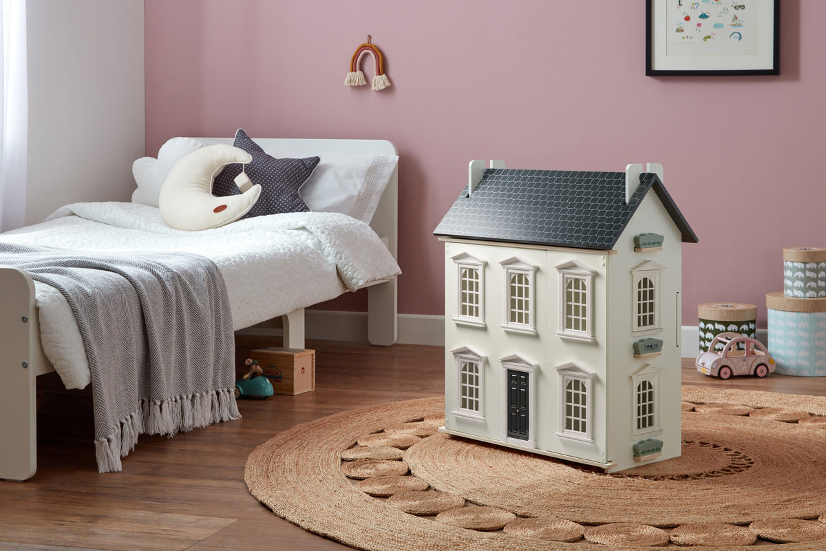 Hooga Playroom Dolls House Hooga Playroom Noble Wooden Dolls House with 11-Piece Furniture Set