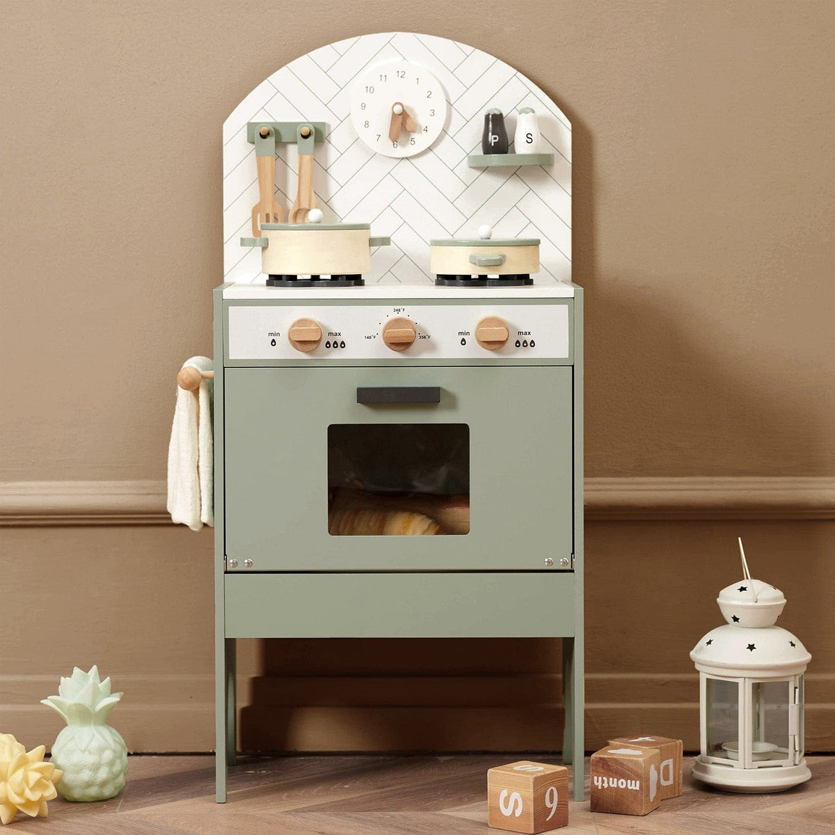 Hooga Playroom Play Kitchen Hooga Playroom Wooden Play Kitchen - Mint