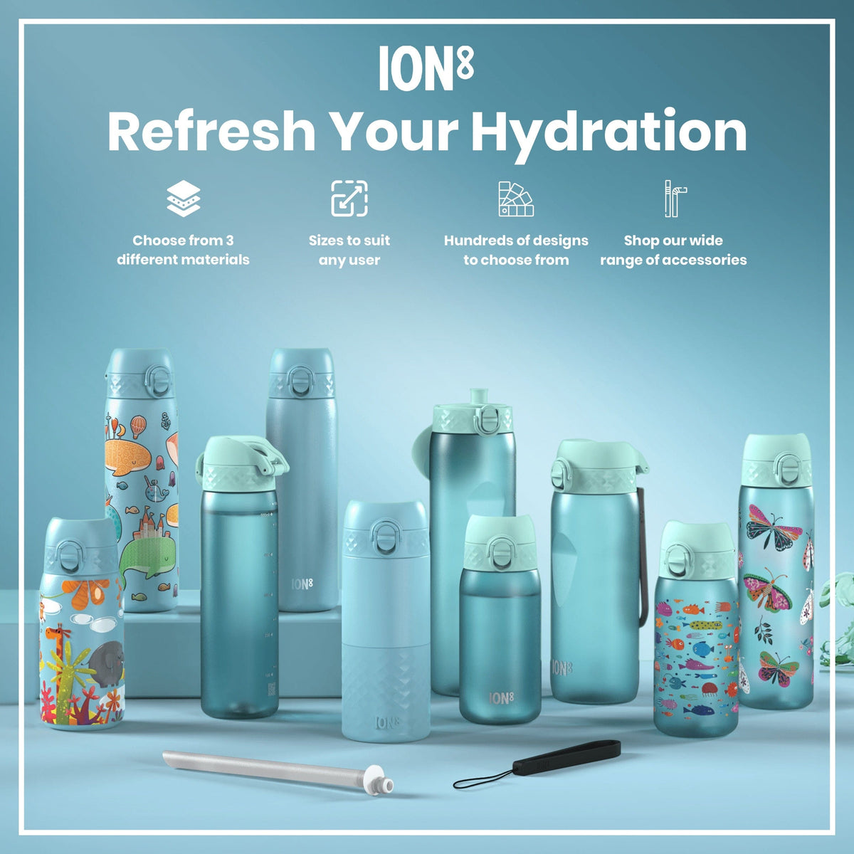 ION8 Water Bottle ION8 Kids Leak-Proof Stainless Steel Water Bottle 400ml - Alaskan Blue
