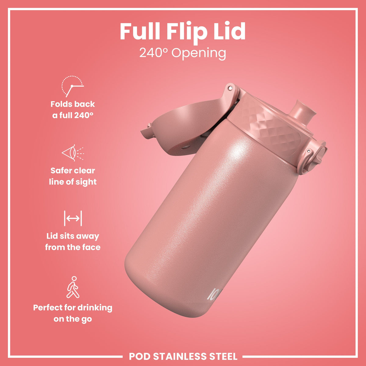 ION8 Water Bottle ION8 Kids Leak-Proof Stainless Steel Water Bottle 400ml - Ash Rose