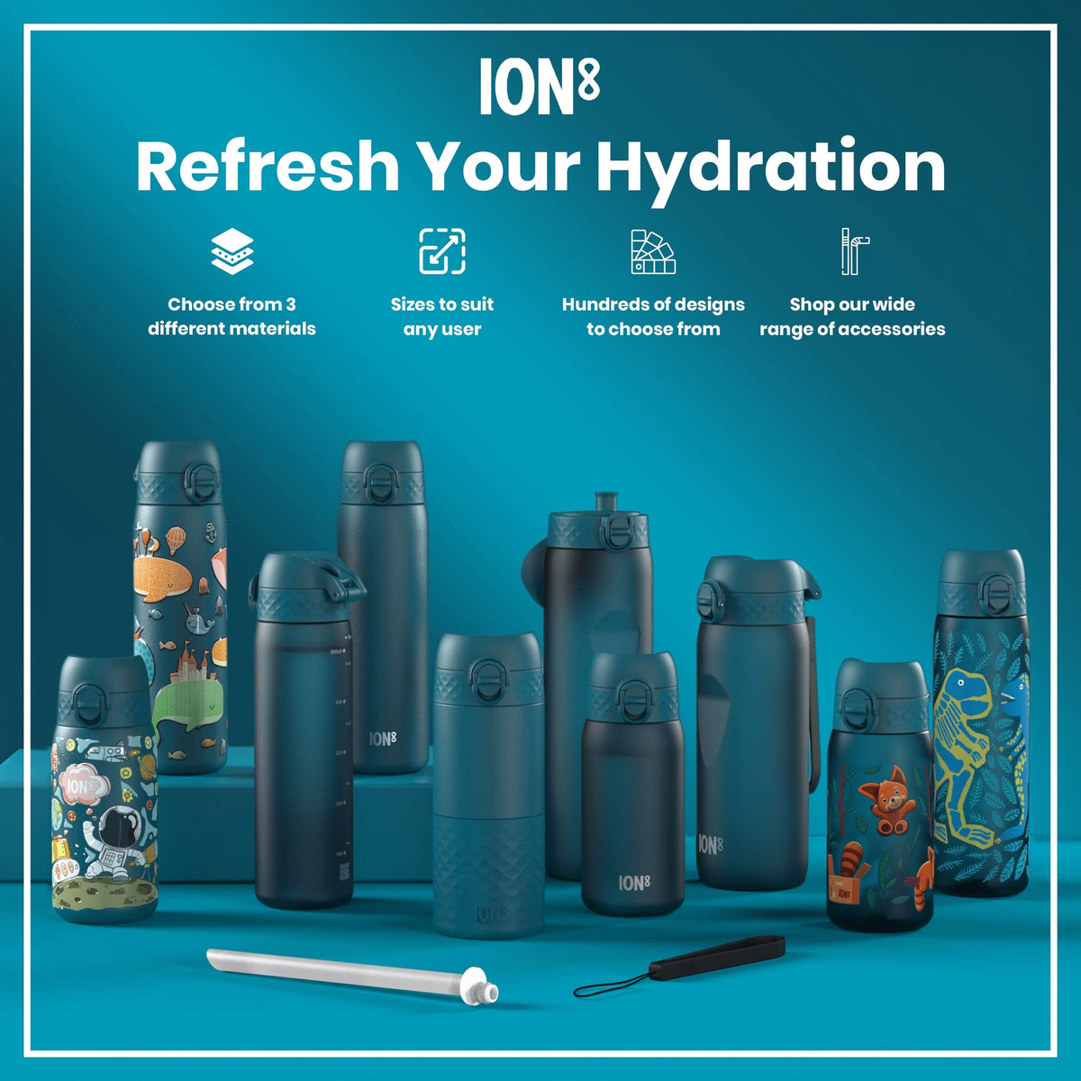 ION8 Water Bottle ION8 Kids Leak-Proof Stainless Steel Water Bottle 400ml - Space