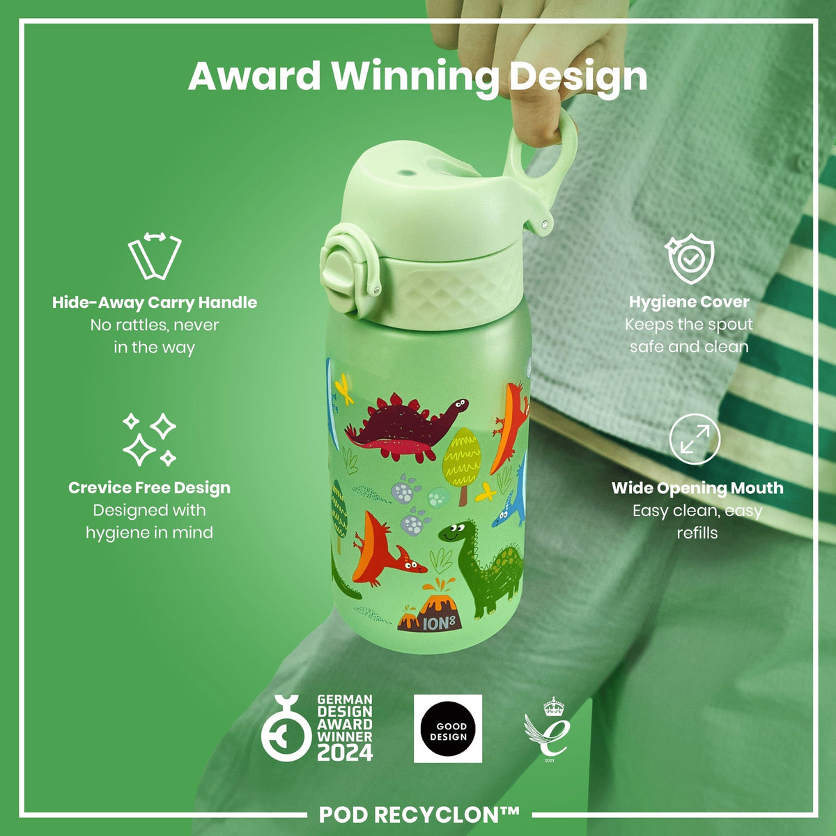ION8 Water Bottle ION8 Kids Leak-Proof Water Bottle 350ml - Dinosaur