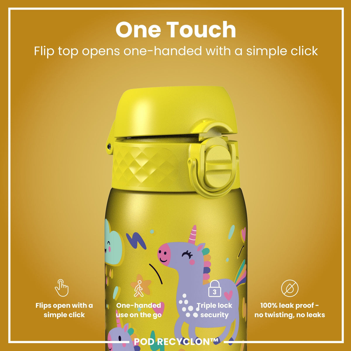 ION8 Water Bottle ION8 Kids Leak-Proof Water Bottle 350ml - Yellow Unicorns