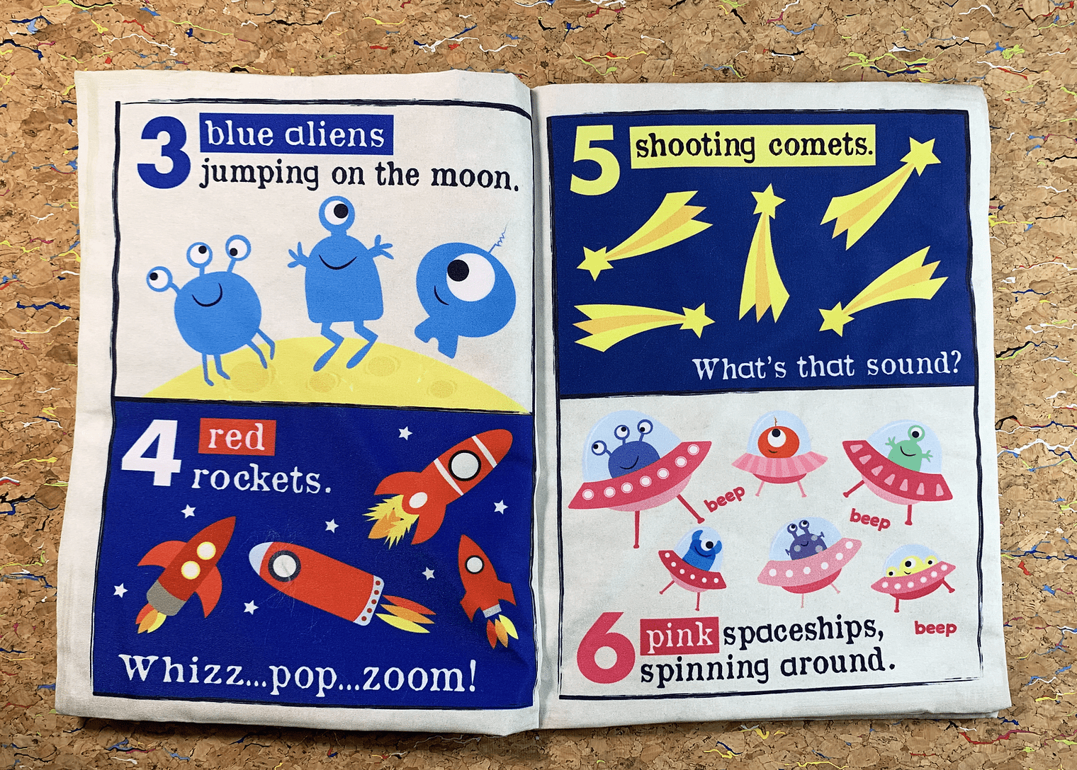 Jo & Nic's Crinkle Cloth Books Sensory Toy Nursery Times Counting Space Crinkle Cloth Book
