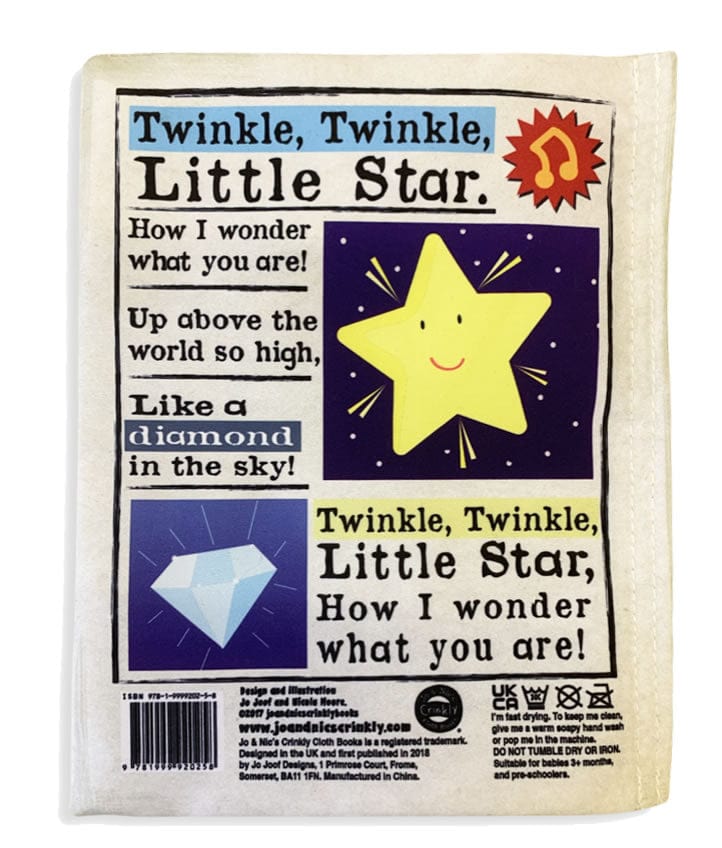 Jo & Nic's Crinkle Cloth Books Sensory Toy Nursery Times Nursery Rhyme Cloth Book