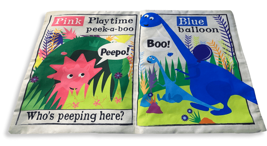 Jo & Nic's Crinkle Cloth Books Sensory Toy Nursery Times Rainbow Dinosaurs Crinkle Cloth Book