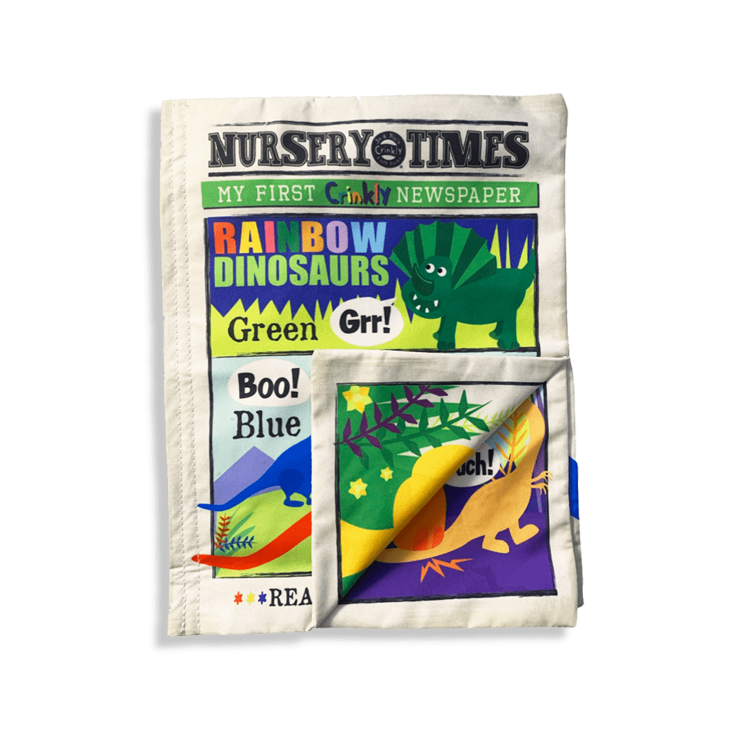 Jo & Nic's Crinkle Cloth Books Sensory Toy Nursery Times Rainbow Dinosaurs Crinkle Cloth Book