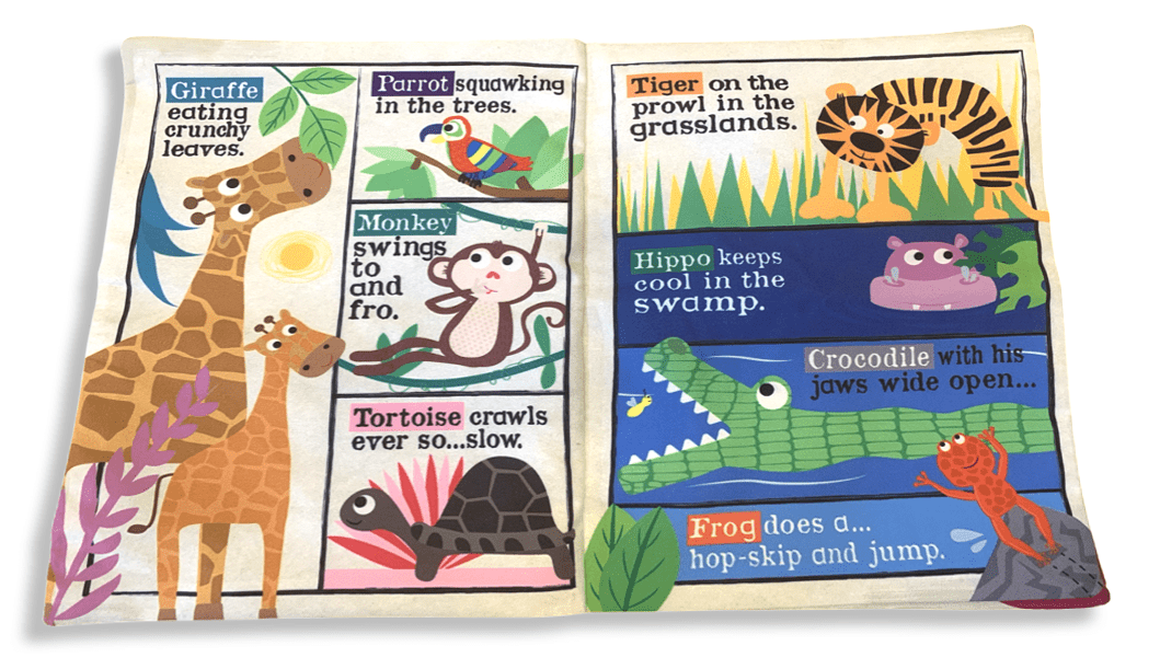 Jo & Nic's Crinkle Cloth Books Sensory Toy Nursery Times Safari Animals Crinkle Cloth Book