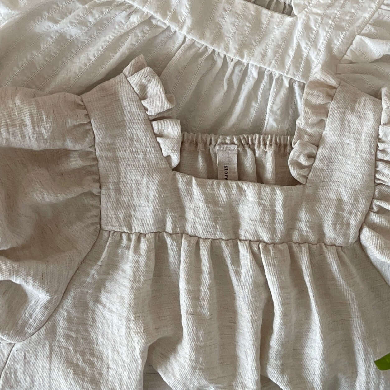 La Camel Romper Beige Frill Baby Bubble Romper