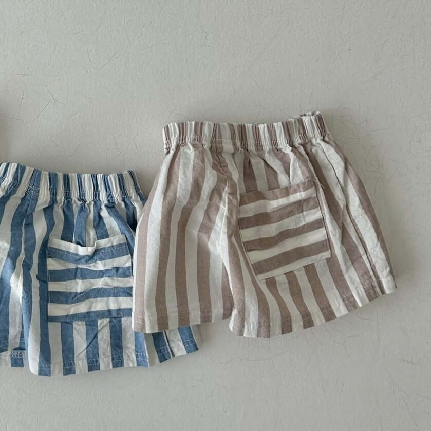 LALA Land Shorts Beige Wide Stripe Shorts