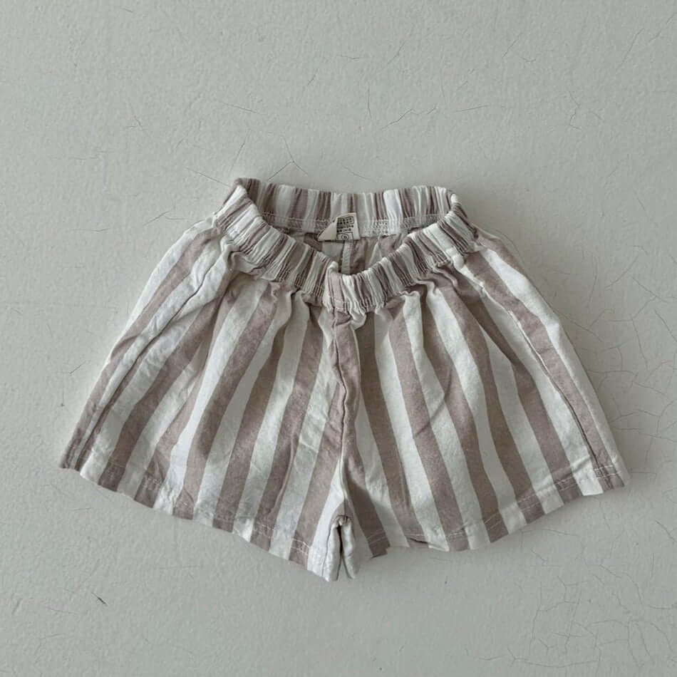 LALA Land Shorts Beige Wide Stripe Shorts