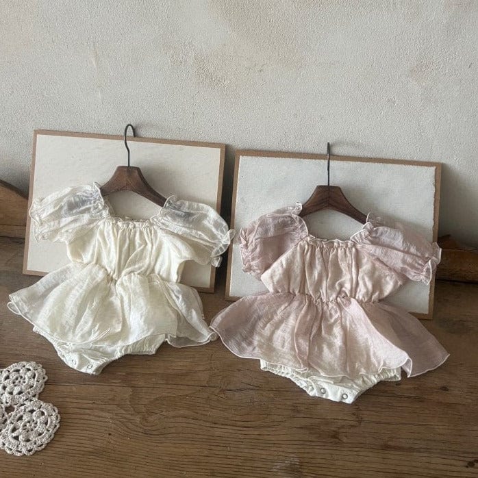 LALA Romper Puff Sleeve Baby Romper Dress (Dusty Pink)