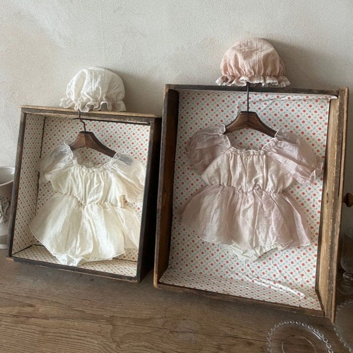 LALA Romper Puff Sleeve Baby Romper Dress (Dusty Pink)