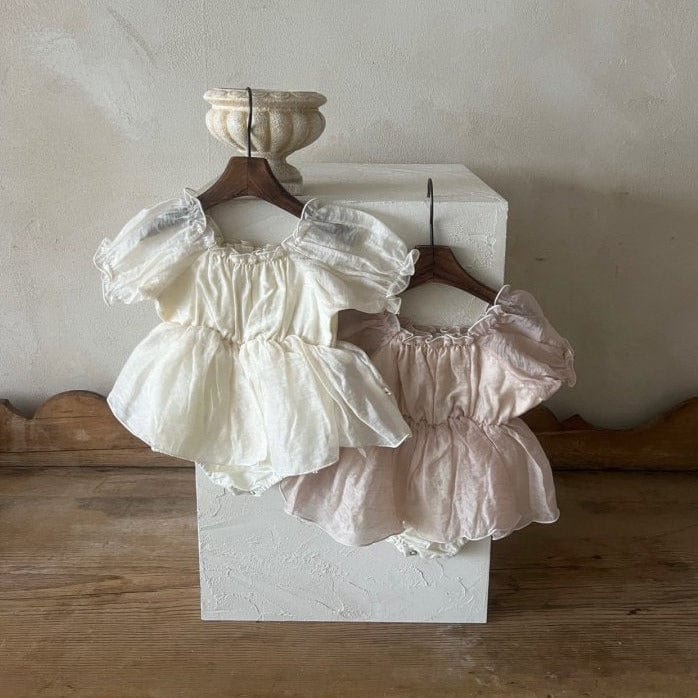 LALA Romper Puff Sleeve Baby Romper Dress (Dusty Pink)