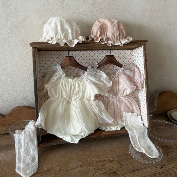LALA Romper Puff Sleeve Baby Romper Dress (Dusty Pink)