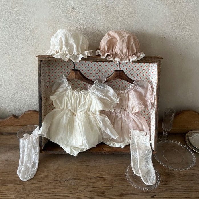LALA Romper Puff Sleeve Baby Romper Dress (Dusty Pink)