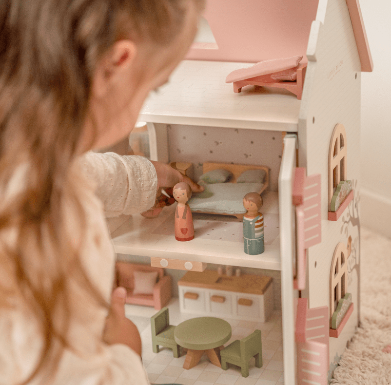 Little Dutch Doll House Little Dutch Pink & White Wooden Doll House with Furniture