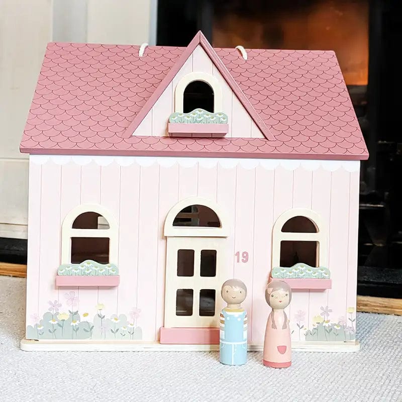 Little Dutch Doll House Little Dutch Portable Wooden Doll House With Furniture (Pink)