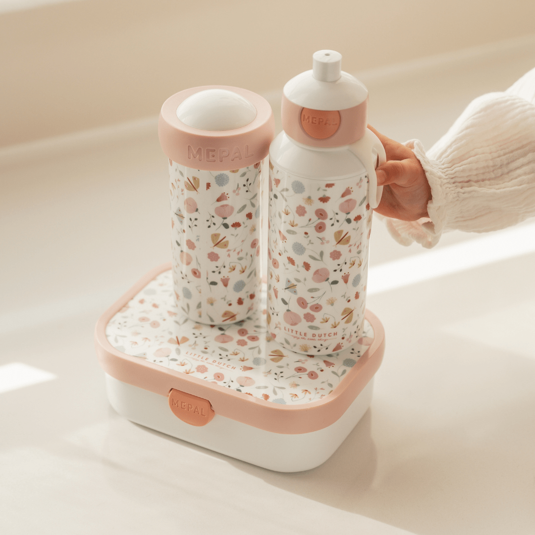 Little Dutch Drink Bottle Little Dutch x Mepal Pop-Up Drink Bottle (400ml) - Flowers & Butterflies