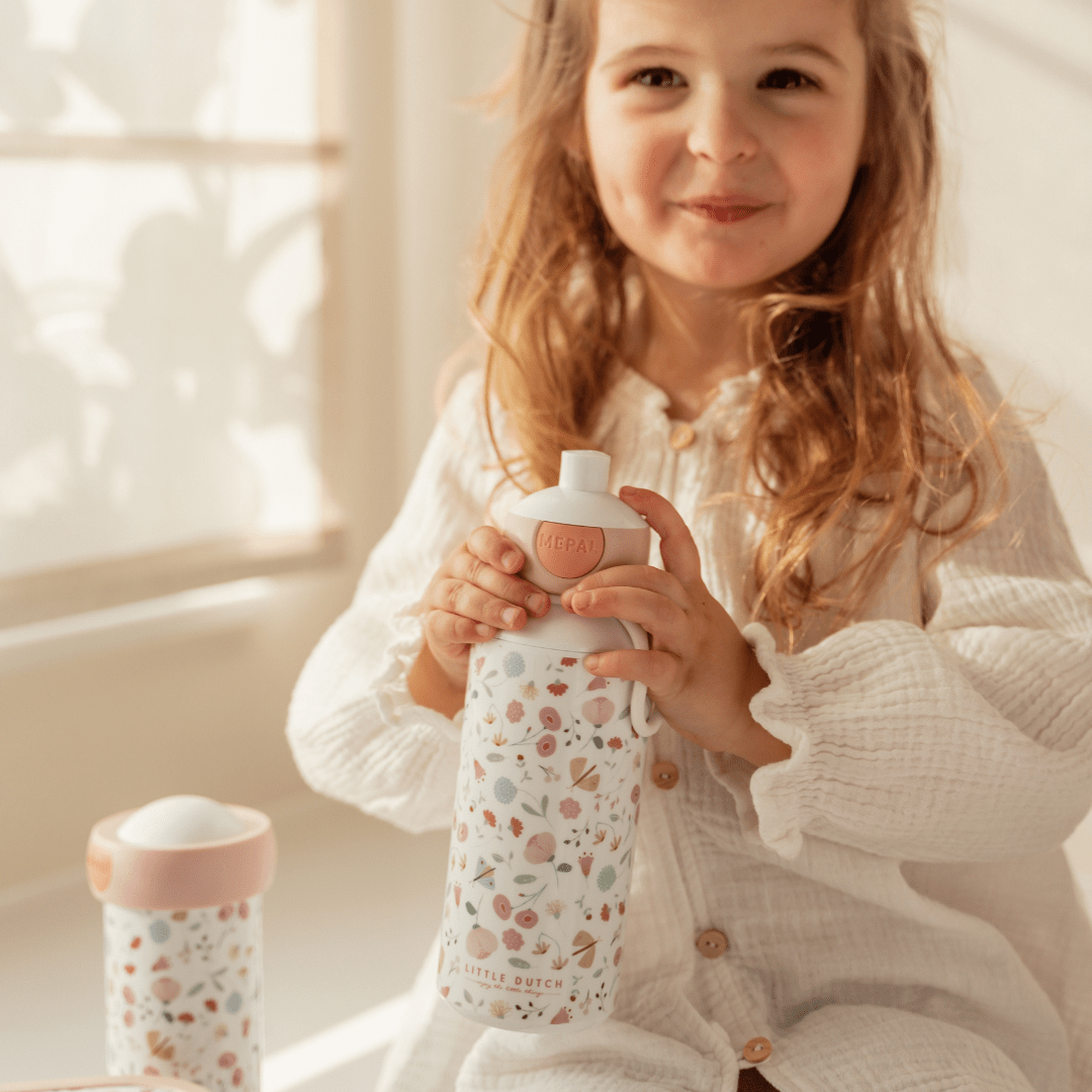 Little Dutch Drink Bottle Little Dutch x Mepal Pop-Up Drink Bottle (400ml) - Flowers & Butterflies